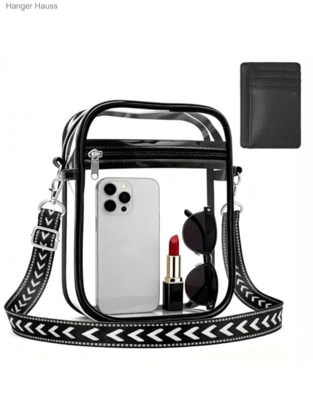 Clear Crossbody Bag with Slim Pocket Wallet, Waterproof Transparent PVC Purse,